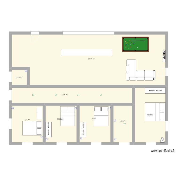 Maison 2. Plan de 8 pièces et 147 m2