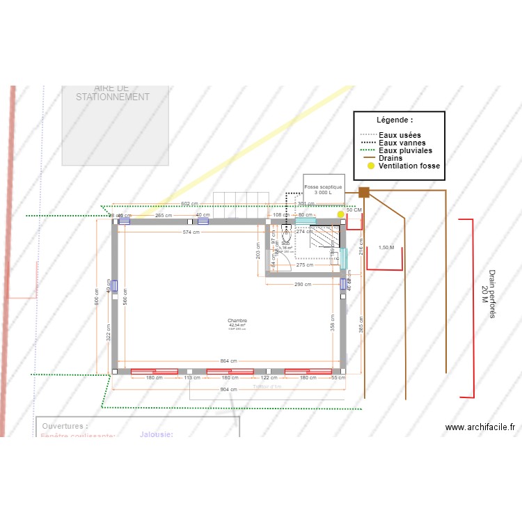 Maison. Plan de 4 pièces et 95 m2