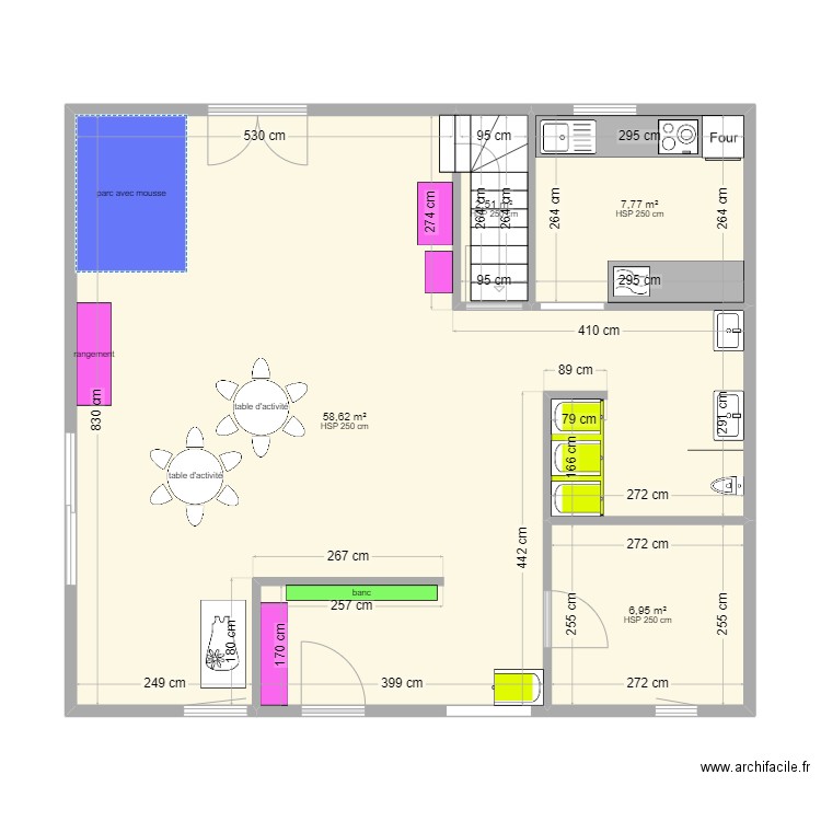 mam clecy rdc. Plan de 4 pièces et 76 m2