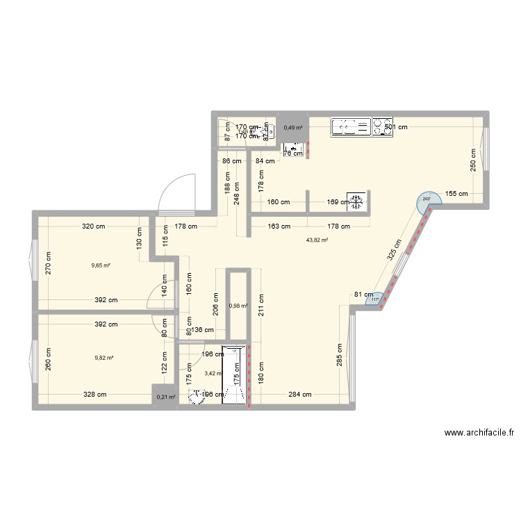 Plan appart Fleers. Plan de 8 pièces et 70 m2