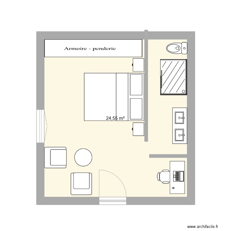 PROJET CHAMBRE BASTIEN. Plan de 1 pièce et 25 m2