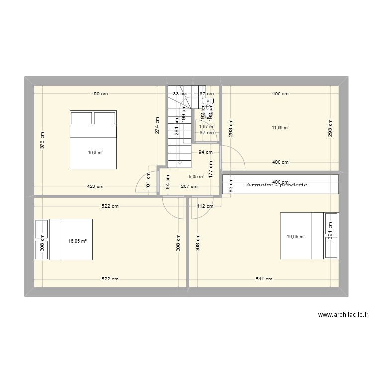 MAISON FRANCIS ETAGE. Plan de 6 pièces et 70 m2