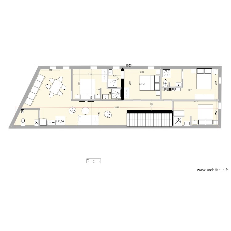 SRDL PAVILLONS 3. Plan de 2 pièces et 87 m2