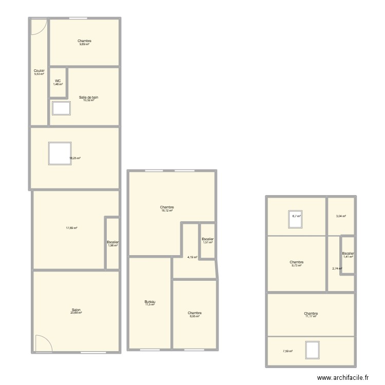 AUBRY. Plan de 20 pièces et 170 m2