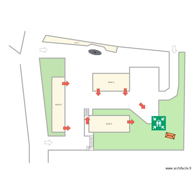 Plan Evacuation JANQUIN. Plan de 6 pièces et 78 m2