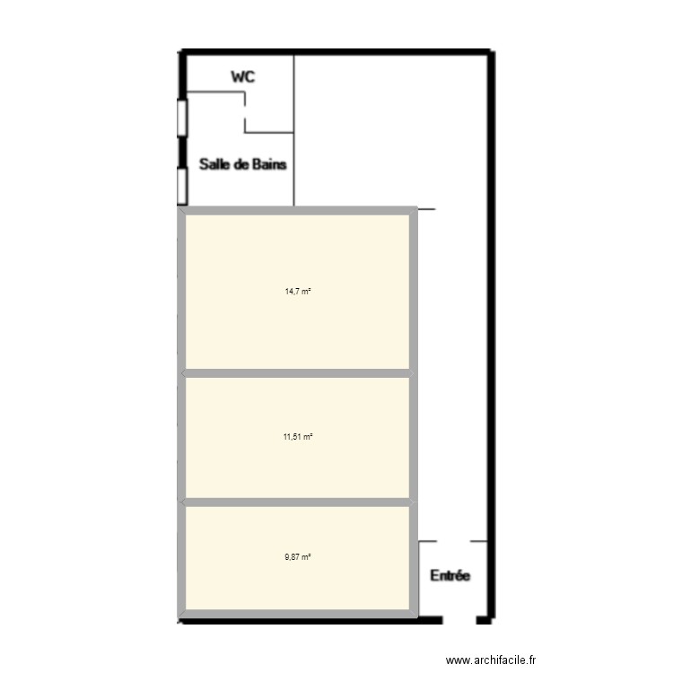 11EME. Plan de 3 pièces et 36 m2