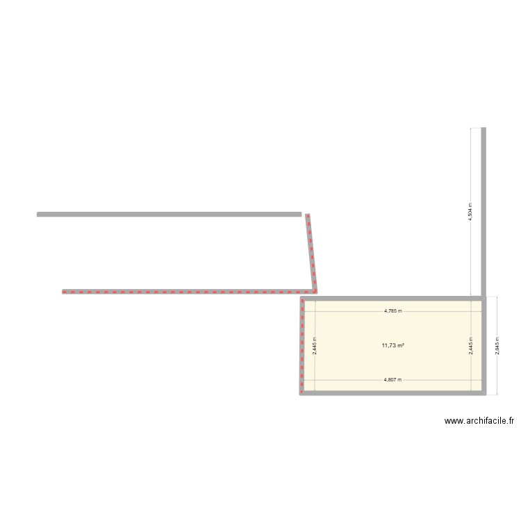 façade. Plan de 1 pièce et 12 m2