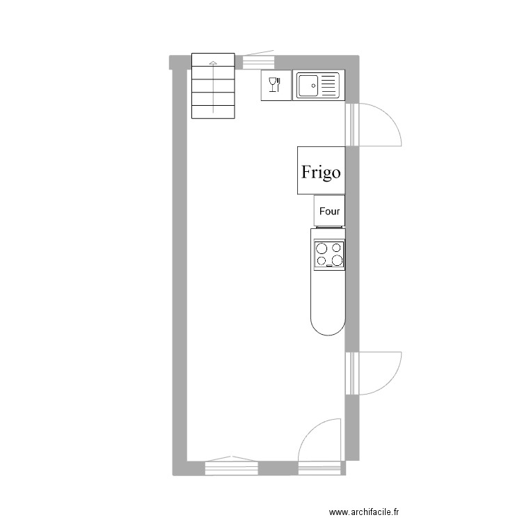 Cuisine pièce à vivre. Plan de 0 pièce et 0 m2