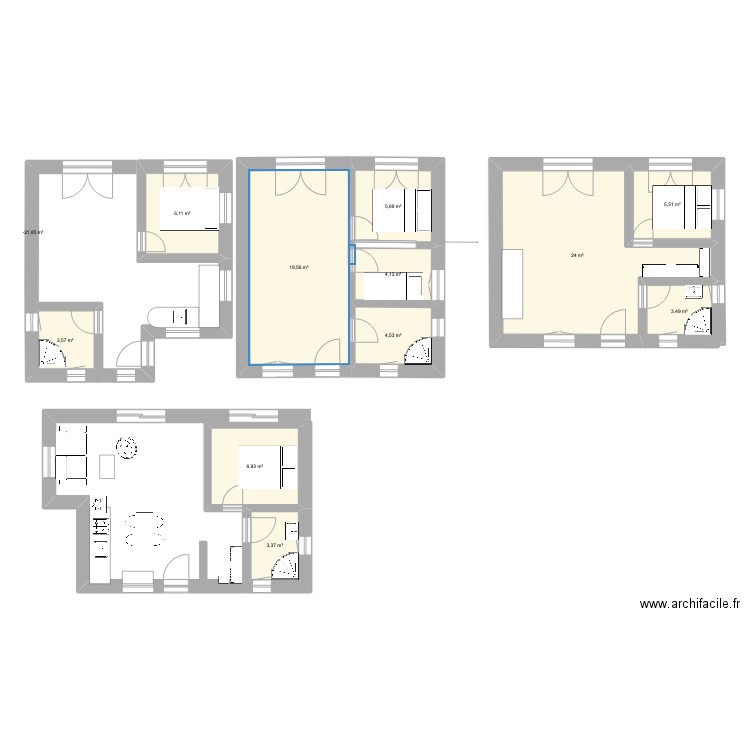 2 autres plans. Plan de 12 pièces et 88 m2