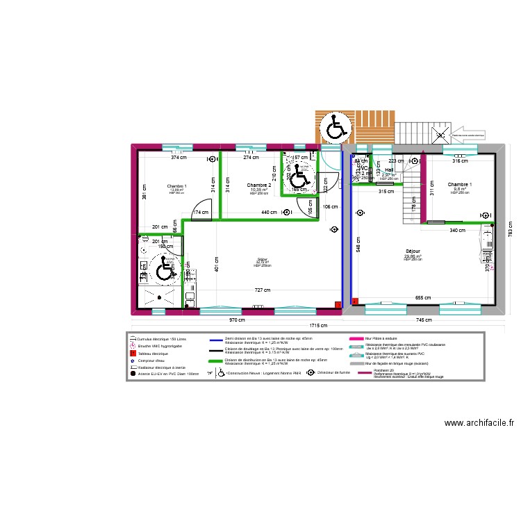 Plan R+1*. Plan de 8 pièces et 77 m2