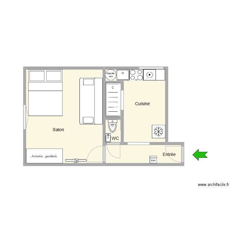 9 moslard. Plan de 5 pièces et 21 m2