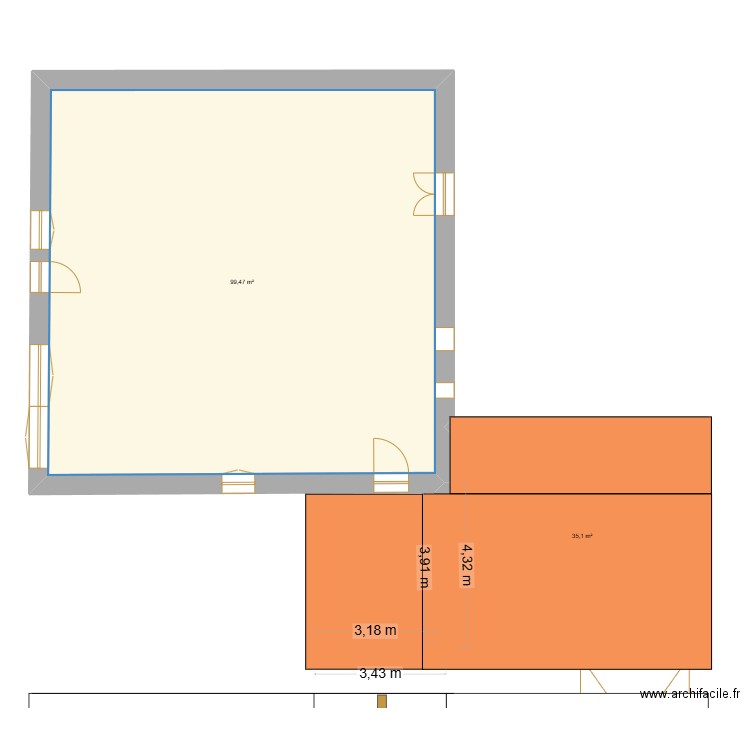 FREDERIC VASSARD. Plan de 2 pièces et 135 m2