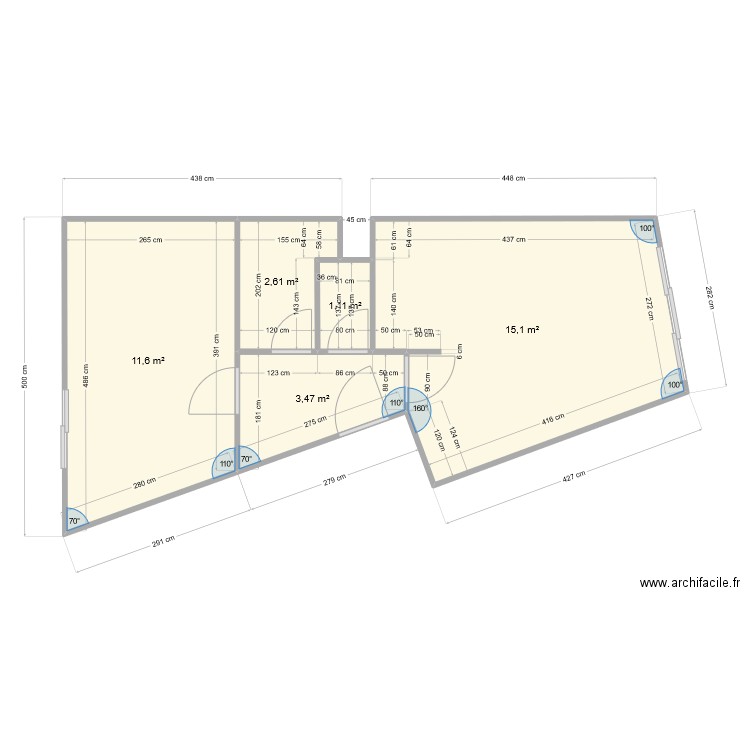 Rosas 1. Plan de 5 pièces et 34 m2