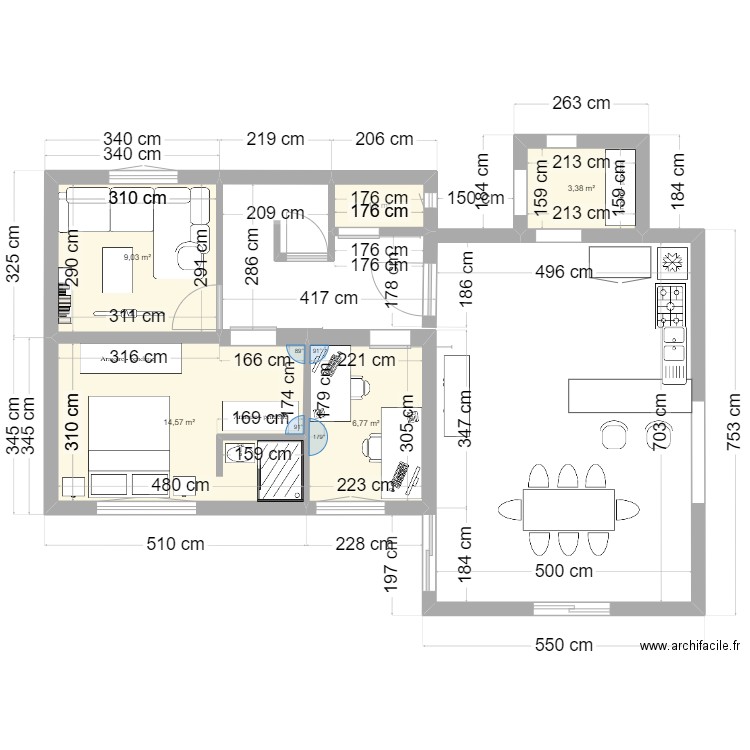 extension plan 3. Plan de 5 pièces et 35 m2