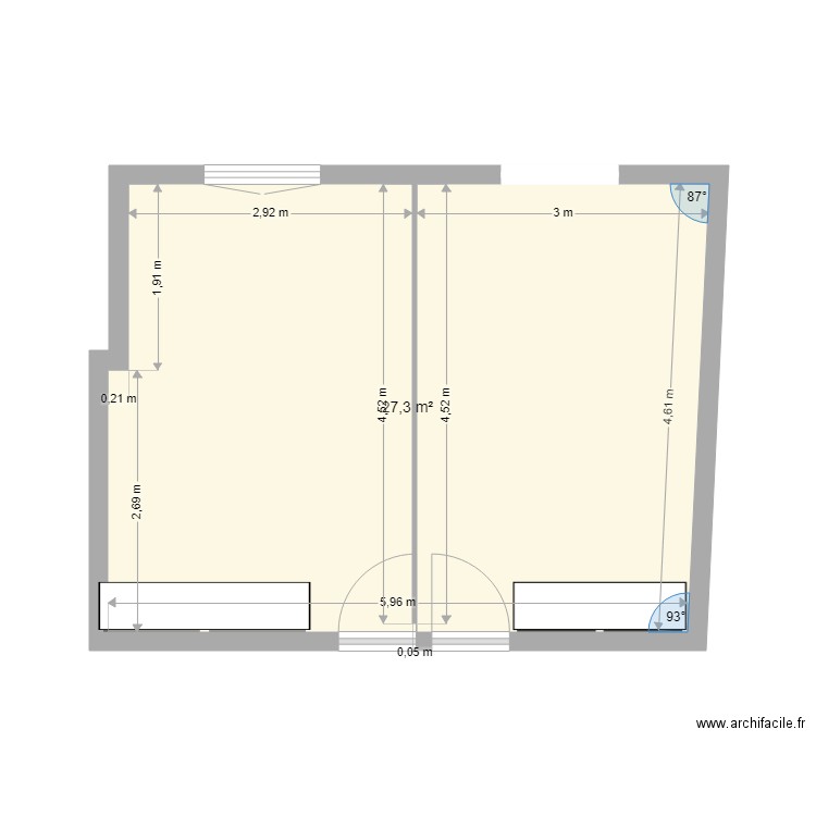 Frédérica SAINTES. Plan de 1 pièce et 27 m2