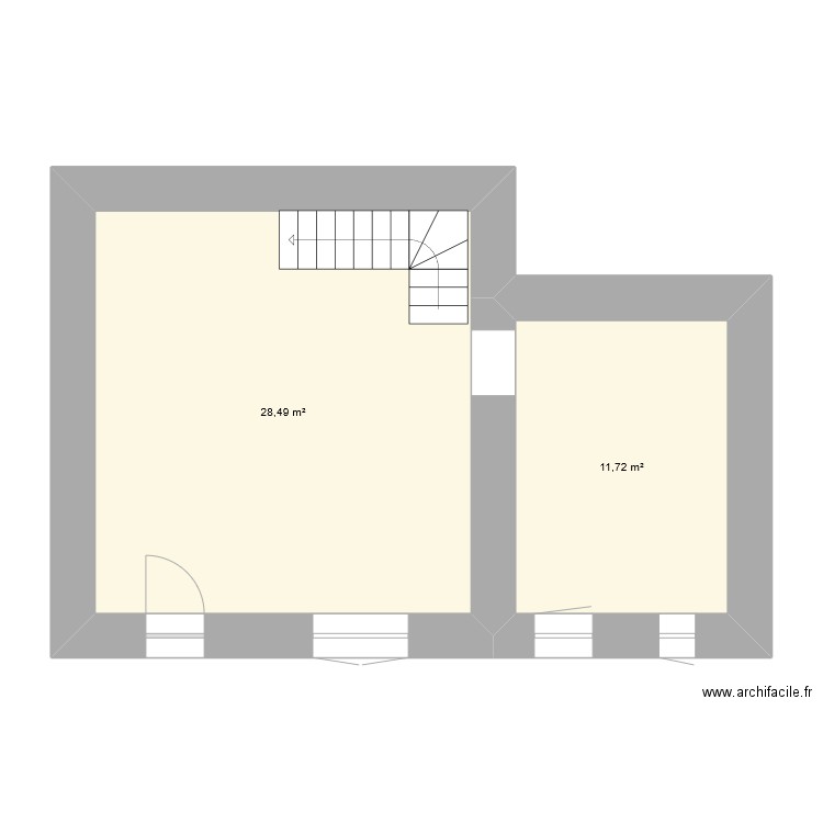 maison. Plan de 2 pièces et 40 m2