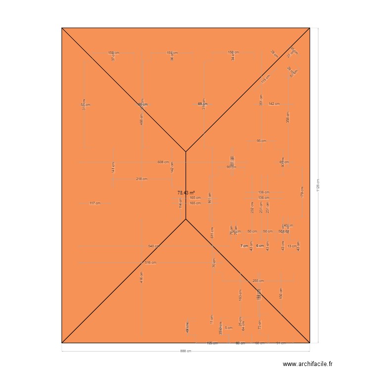 garage. Plan de 1 pièce et 78 m2