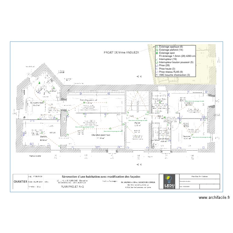 Plan Elec R+1 Salinas. Plan de 0 pièce et 0 m2