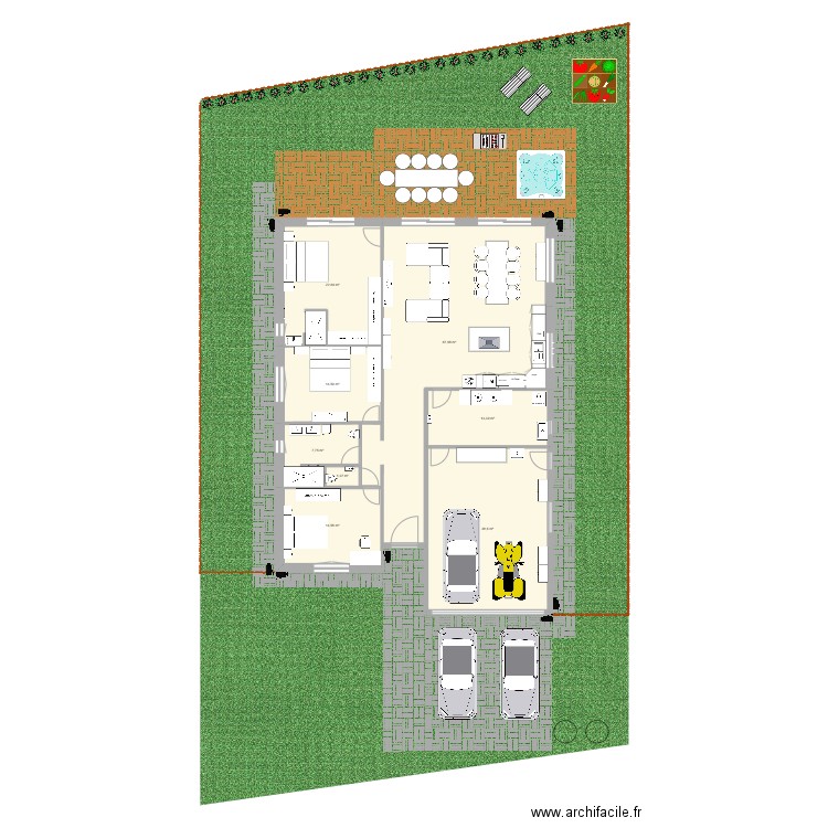 Maison oudrenne meubles. Plan de 8 pièces et 181 m2