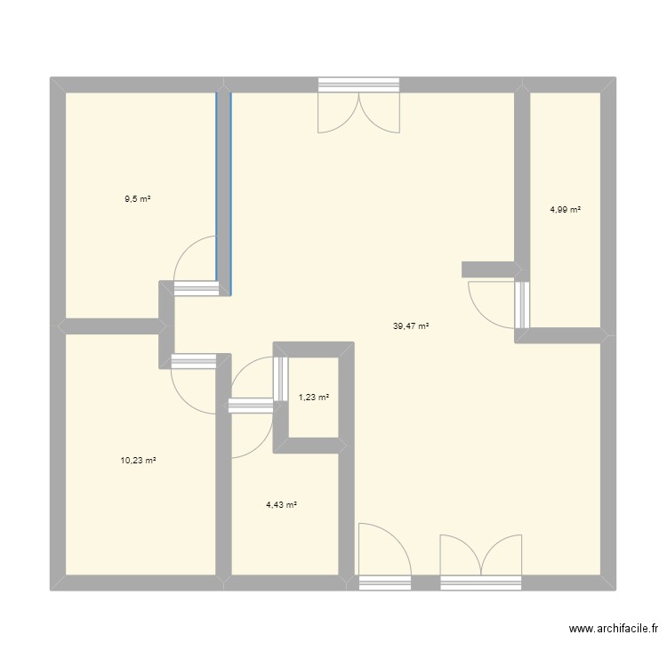 Projet. Plan de 6 pièces et 70 m2