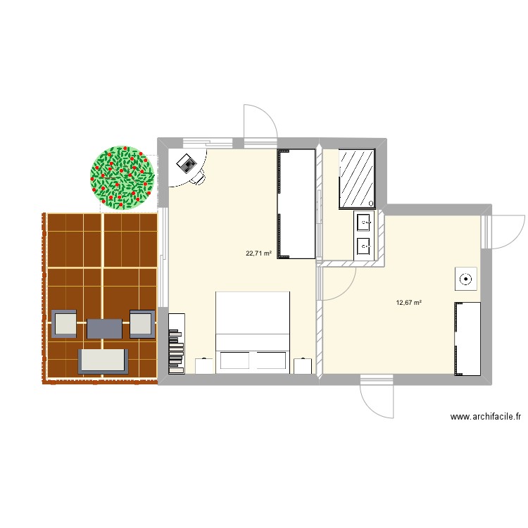 Garage 1. Plan de 2 pièces et 35 m2