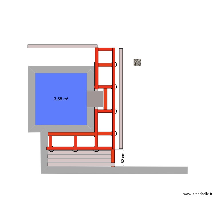 spa. Plan de 1 pièce et 4 m2