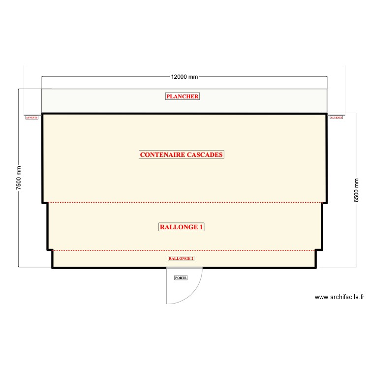 Cascade Elvis plan. Plan de 1 pièce et 75 m2