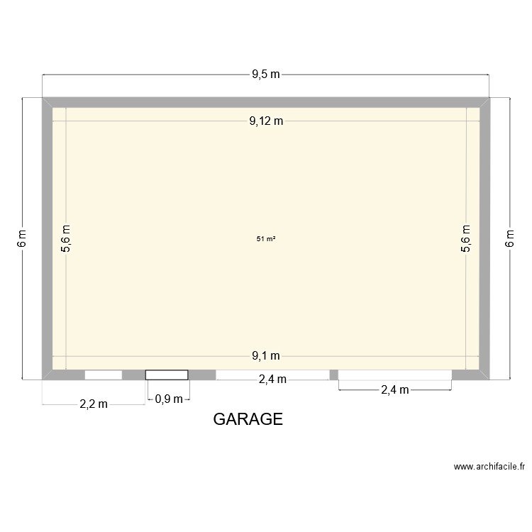 Plan de masse toit une pente. Plan de 1 pièce et 51 m2