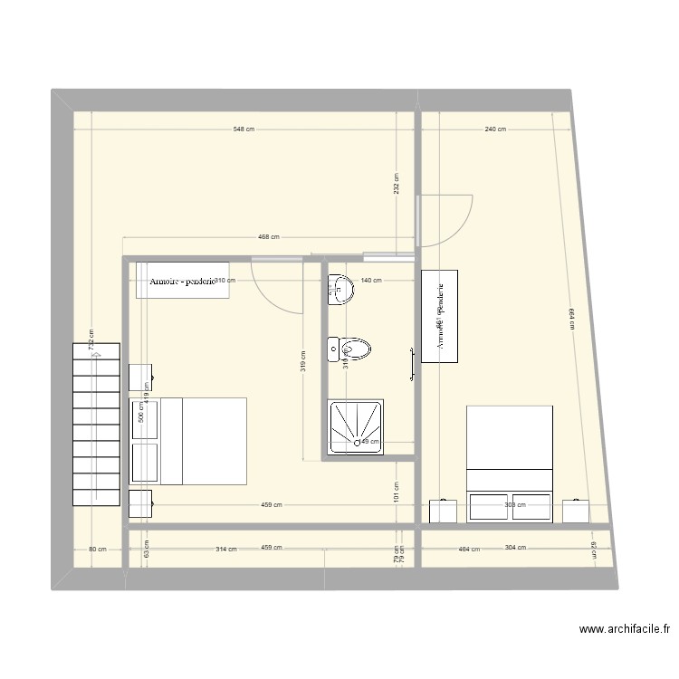 1454. Plan de 5 pièces et 58 m2