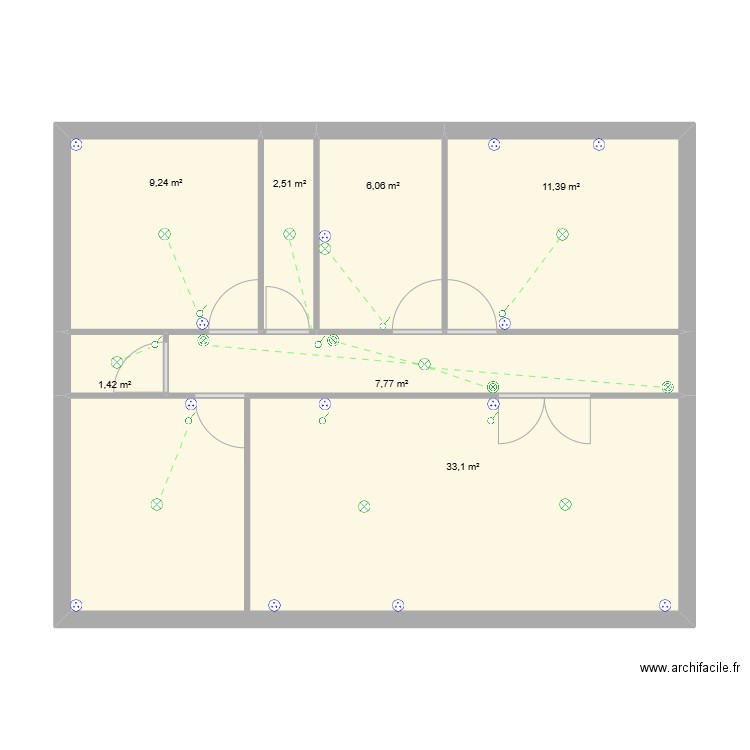 DE BOUTEVILLE. Plan de 7 pièces et 71 m2