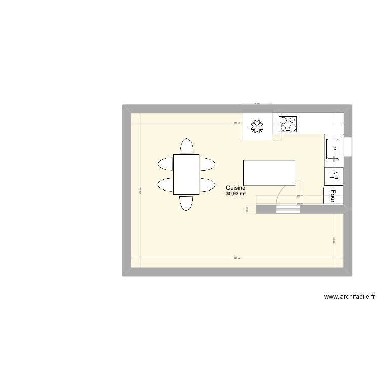 Cuisine Hossegor. Plan de 1 pièce et 31 m2