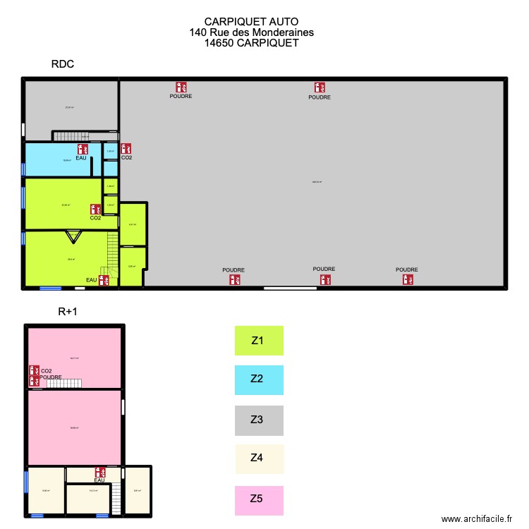 Carpiquet Automibiles. Plan de 17 pièces et 652 m2