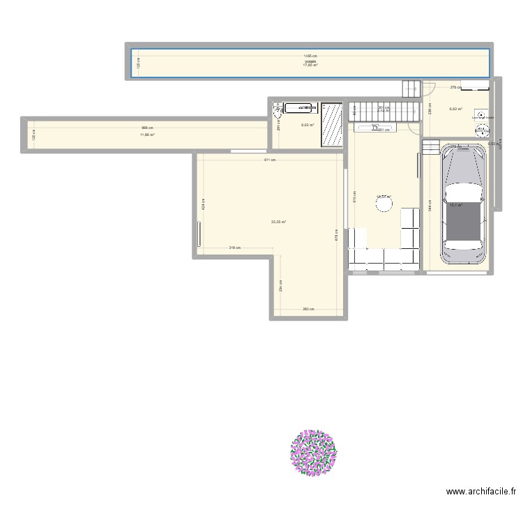 extention salon. Plan de 9 pièces et 112 m2