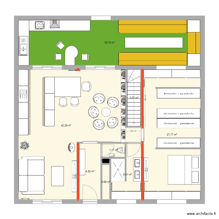 V2.0. Plan de 20 pièces et 199 m2