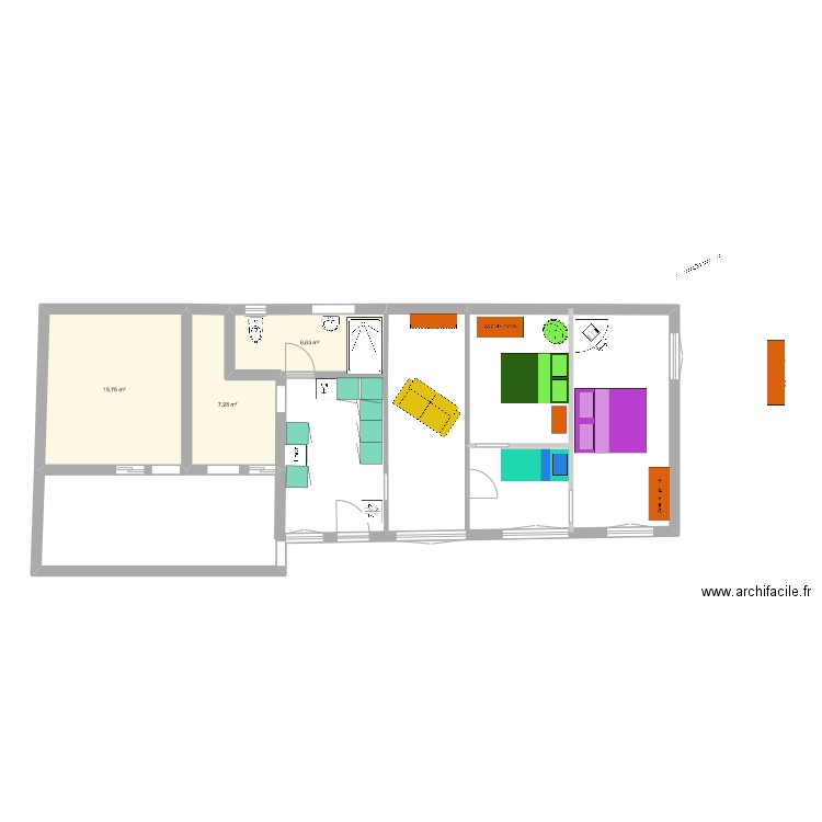 maison. Plan de 3 pièces et 30 m2