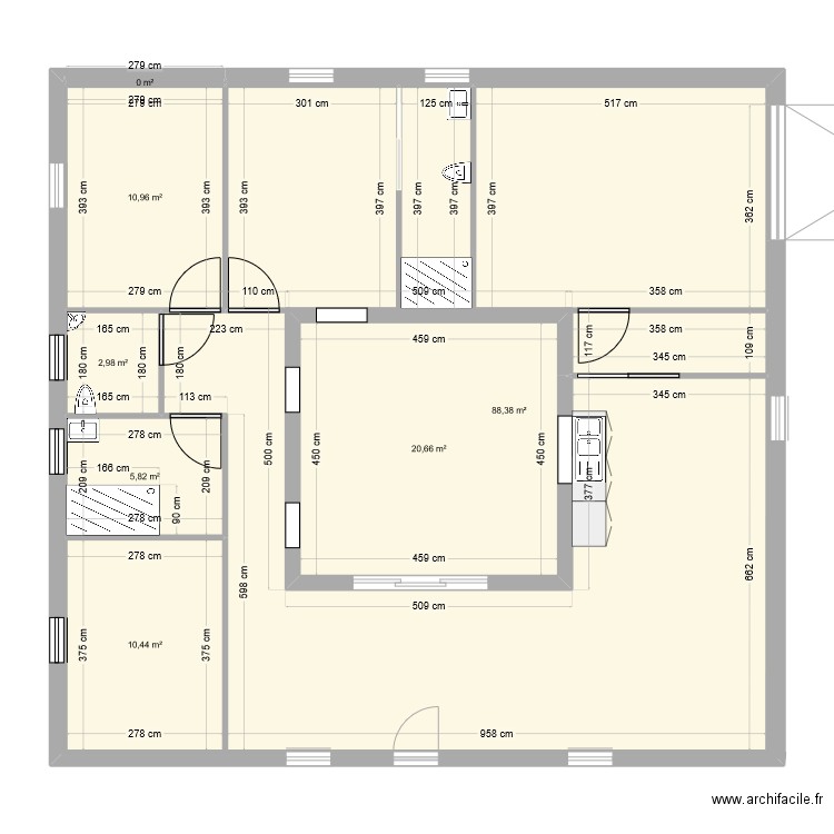 maison patio. Plan de 7 pièces et 139 m2