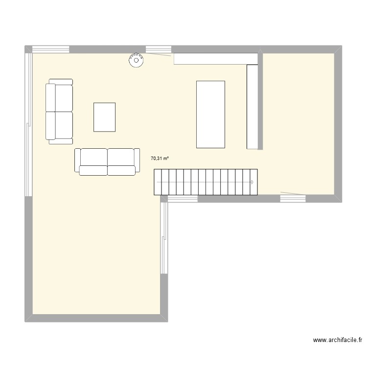 salon. Plan de 1 pièce et 70 m2