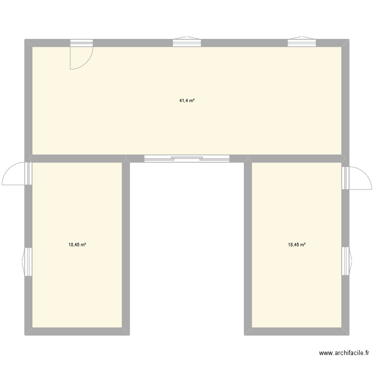 T4+4T1. Plan de 3 pièces et 78 m2