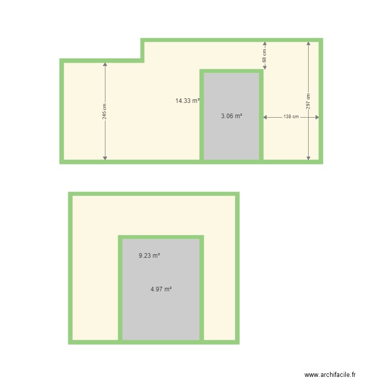 PARES. Plan de 4 pièces et 32 m2