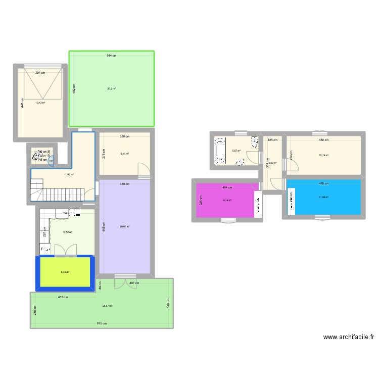 TEST 001. Plan de 14 pièces et 167 m2