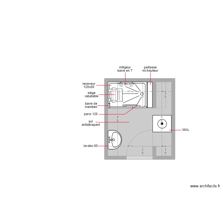 fitoussi. Plan de 1 pièce et 4 m2