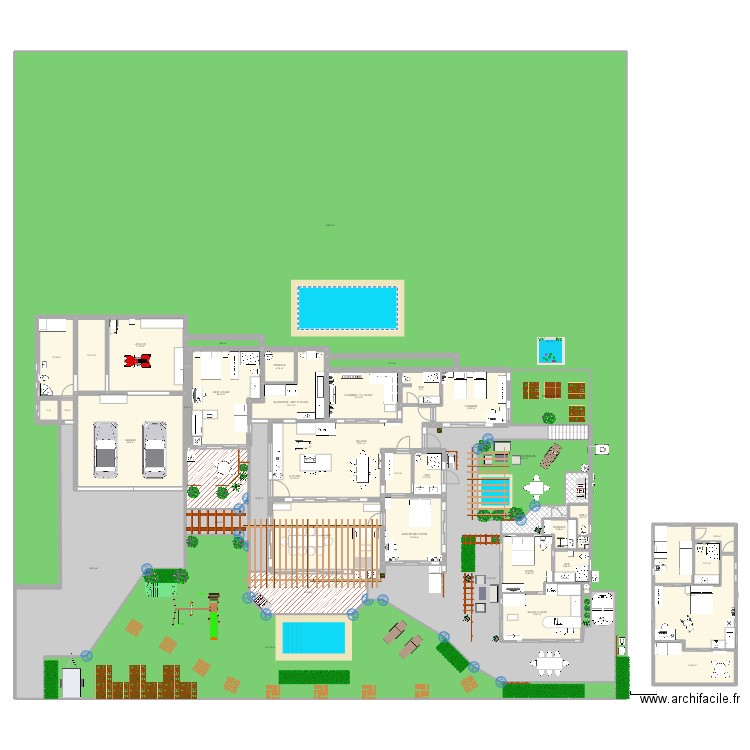 maison MU1 gd v0,2. Plan de 40 pièces et 1953 m2