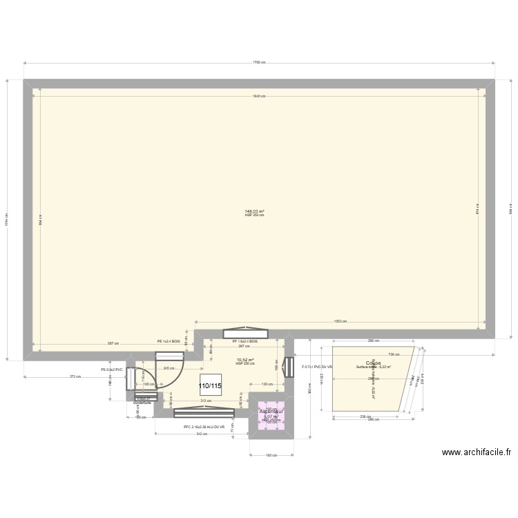 marguery. Plan de 3 pièces et 156 m2