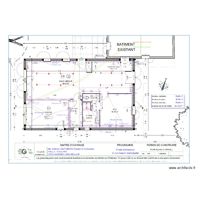 Guebois Daniel. Plan de 0 pièce et 0 m2