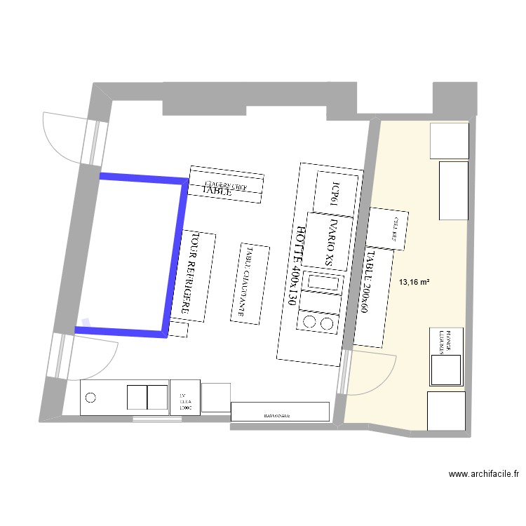 OSTAL CHRISTOL. Plan de 1 pièce et 13 m2