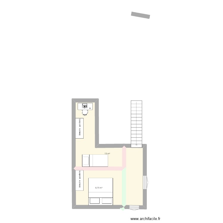 Chambre 1. Plan de 2 pièces et 24 m2