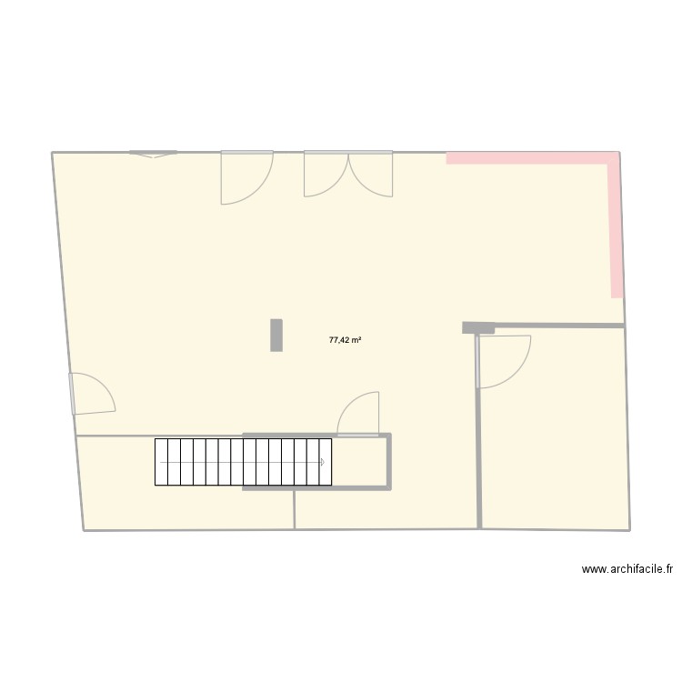 RDC Salle. Plan de 1 pièce et 77 m2