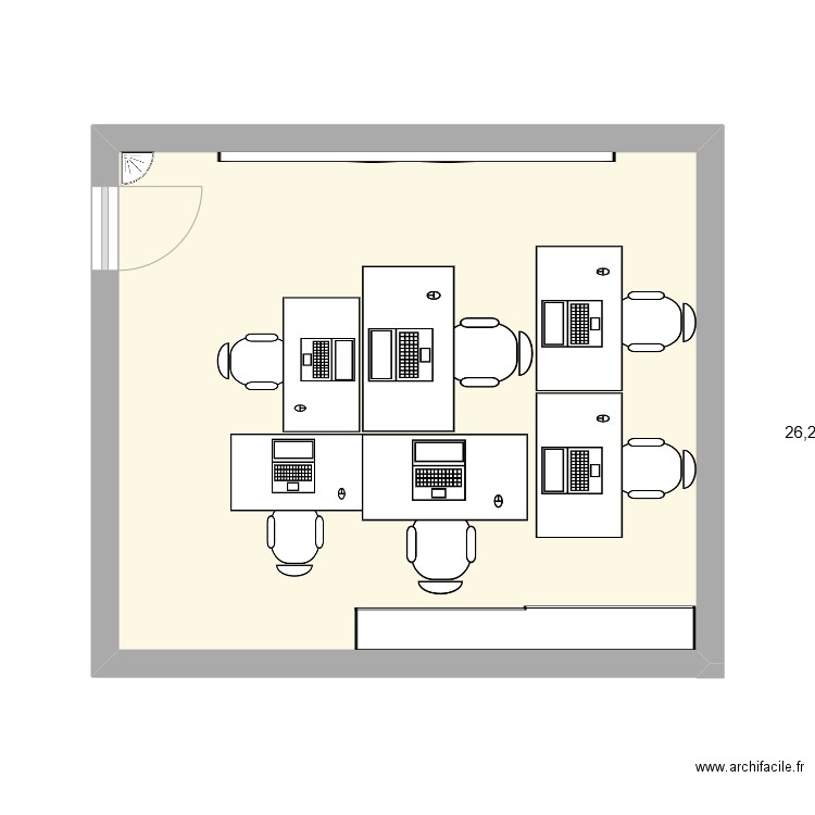 plan bureau de base v2. Plan de 1 pièce et 26 m2