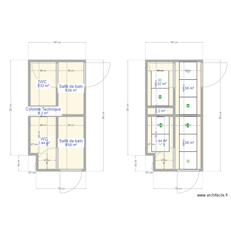 Bureau Sma R+1. Plan de 10 pièces et 12 m2