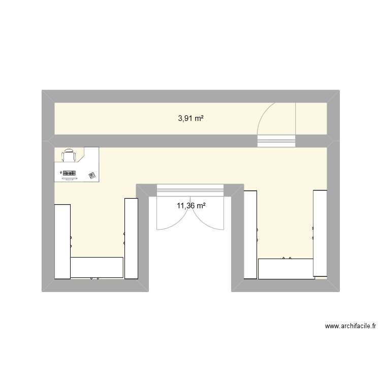 entreprise. Plan de 2 pièces et 15 m2